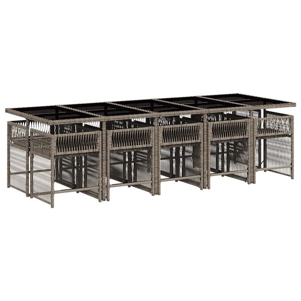 vidaXL Sodo komplektas su pagalvėlėmis, 11 dalių, pilkas, poliratanas