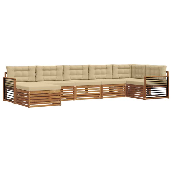 vidaXL Sofų komplektai su pagalve 7 pcs Natūralus ir bežinis