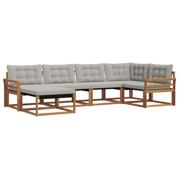 vidaXL Lauko sofos komplektas 6 pcs Natūrali ir &scaron;viesiai pilka