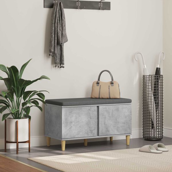 vidaXL Koridoriaus suolas su pagalve Betono pilka 80 x 38 x 46 cm