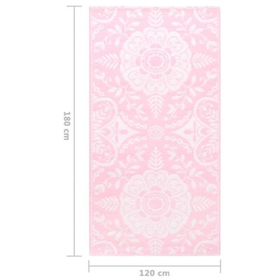 vidaXL Lauko kilimas, rožinės spalvos, 120x180cm, PP
