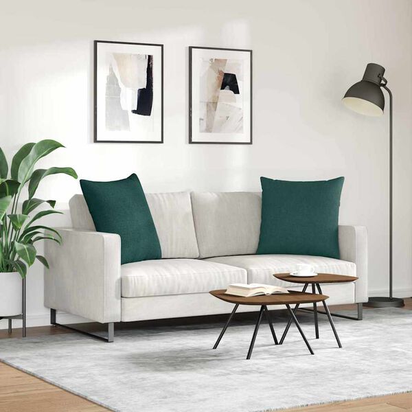 vidaXL Sofa Pagalvės 2 pcs Tamsiai žalia 80 x 80 cm audinys