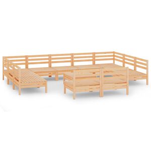 vidaXL Sodo poilsio baldų komplektas, 12 dalių, pu&scaron;ies masyvas