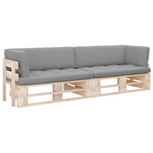vidaXL Dvivietė sofa i&scaron; palečių su pagalvėlėmis, impregnuota pu&scaron;is