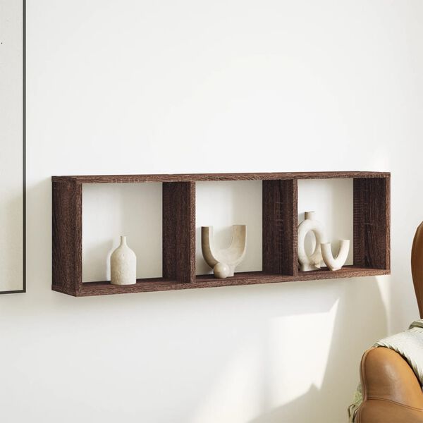 vidaXL Sieninė spintelė, ruda ąžuolo, 100x16x30cm, apdirbta mediena