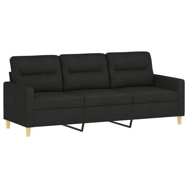 vidaXL Trivietė sofa, juodos spalvos, 180cm, audinys