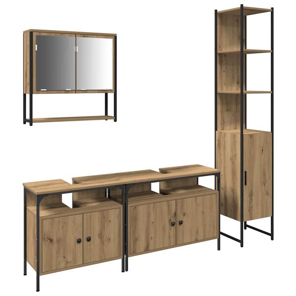 vidaXL Vonios baldų rinkinys 4 pcs artisano ąžuolo Apdirbta mediena