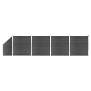 vidaXL Tvoros segmentų rinkinys, juodos spalvos, 792x(105-186)cm, WPC