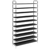 vidaXL Stovas batams, 10 lentynų, metalas, neaust. aud., juoda