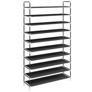 vidaXL Stovas batams, 10 lentynų, metalas, neaust. aud., juoda