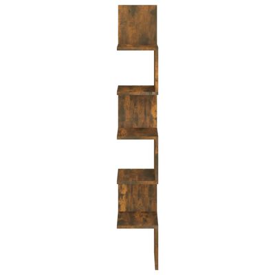 vidaXL Sieninė kampinė lentyna, dūminio ąžuolo, 20x20x127,5cm, mediena