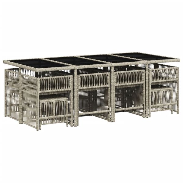 vidaXL Sodo komplektas su pagalvėlėmis, 13 dalių, pilkas, poliratanas