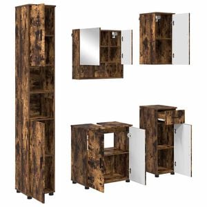 vidaXL Vonios baldų rinkinys 5 vnt. Dūminio ąžuolo 61 x 35 x 64 cm