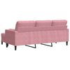 vidaXL Trivietė sofa su pakoja, rožinės spalvos, 180cm, aksomas