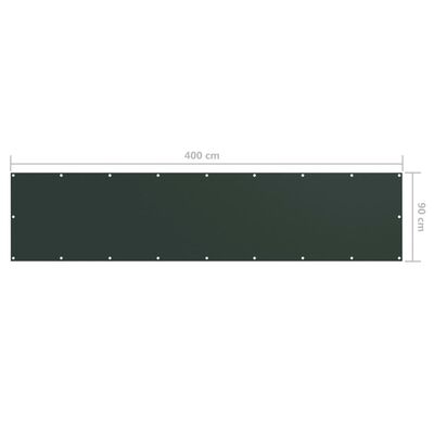 vidaXL Balkono pertvara, tamsiai žalia, 90x400cm, oksfordo audinys