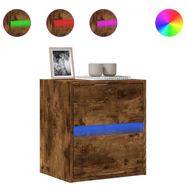 vidaXL Sieninė TV spintelė su LED lemputėmis, dūminė, 41x31x45cm