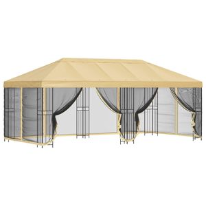 vidaXL Paviljonas su &scaron;oninėmis sienelėmis 6 x 3 m Kreminė