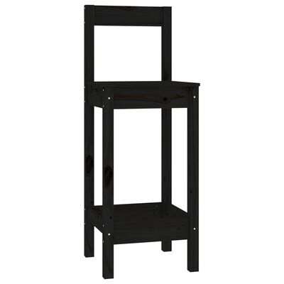 vidaXL Baro kėdžių komplektas, 6vnt., juodas, pušies medienos masyvas