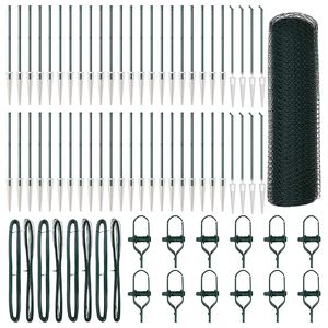 vidaXL Hexagonal Fence with Post 100 x 1 m PVC dengtas plienas Žalia