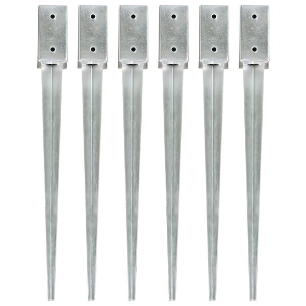 vidaXL Smeigiami kuoliukai, 6vnt., sidabriniai, 7x7x75cm, plienas