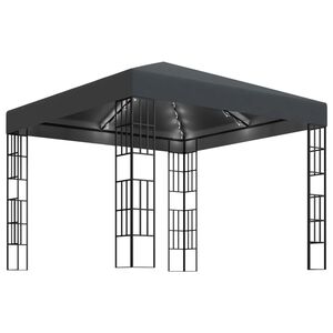 vidaXL Pavėsinė su lemputėmis LED, antracito, 3x3 m