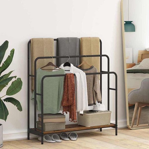 vidaXL Drabužių stalčius su lentyna Senas medis 90 x 30 x 100,5 cm