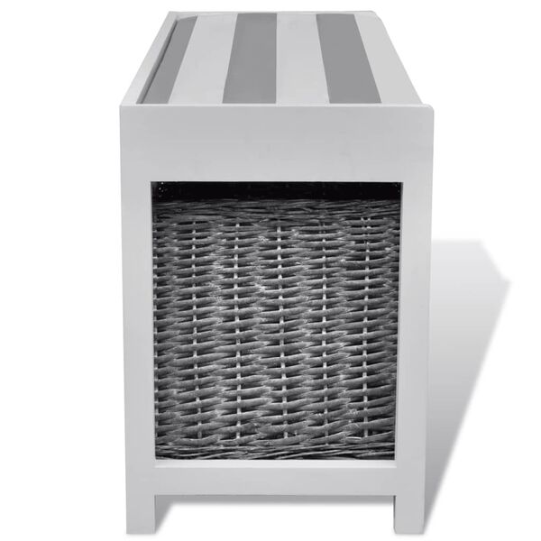 Prie&scaron;kambario suoliukas su daiktadėže ir čiužinuku, 3 krep&scaron;iai, baltas