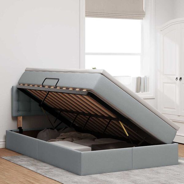 vidaXL Lova su daiktų laikymo vieta ir čiužiniu &Scaron;viesiai pilka