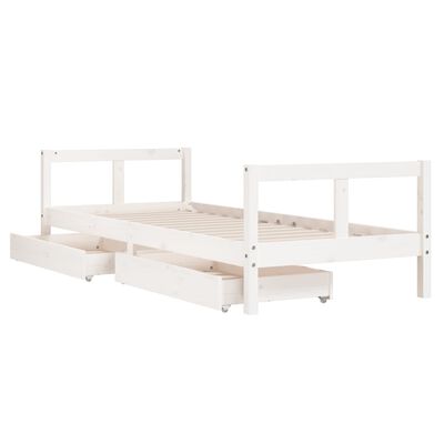 vidaXL Vaikiškos lovos rėmas su stalčiais, baltas, 80x200cm, pušis