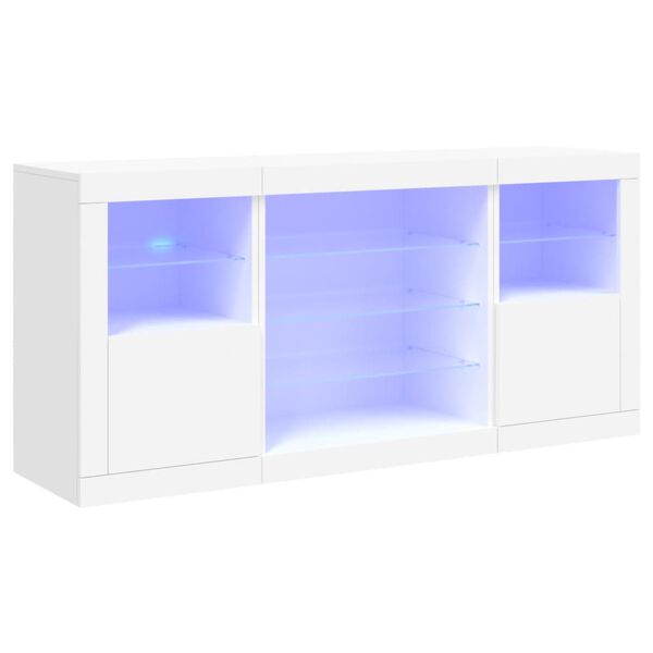 vidaXL Šoninė spintelė su LED lemputėmis, balta, 142,5x37x67cm