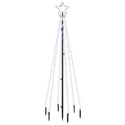 vidaXL Kalėdų eglutė su kuoliuku, šaltos baltos spalvos, 108LED, 180cm