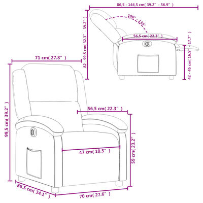 vidaXL Elektrinis atlošiamas krėslas, kapučino spalvos, dirbtinė oda