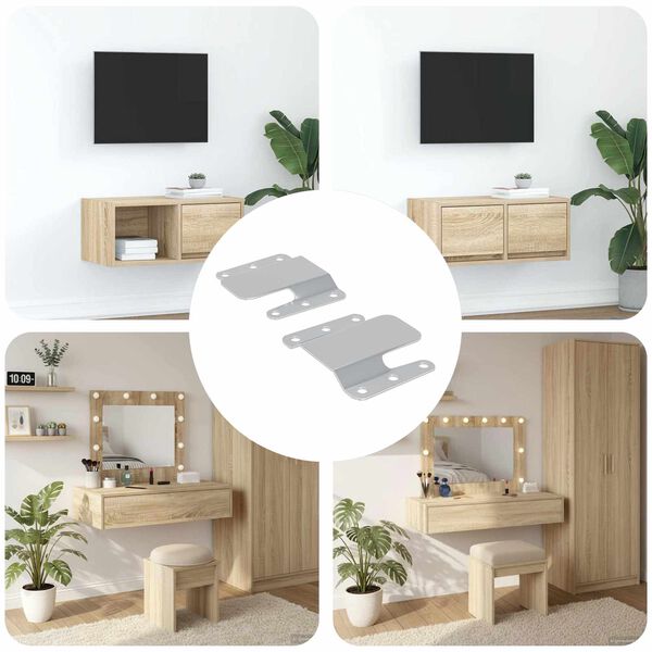 vidaXL Lygaus montavimo laikiklis 2 pcs Sidabro 75 x 66 x 1,4 mm