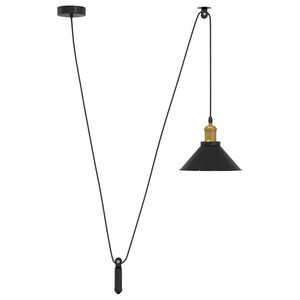 vidaXL Pakabinamas &scaron;viestuvas, reguliuojamo auk&scaron;čio, E27, blizgios juodos spalvos, &Oslash; 22 cm, metalas
