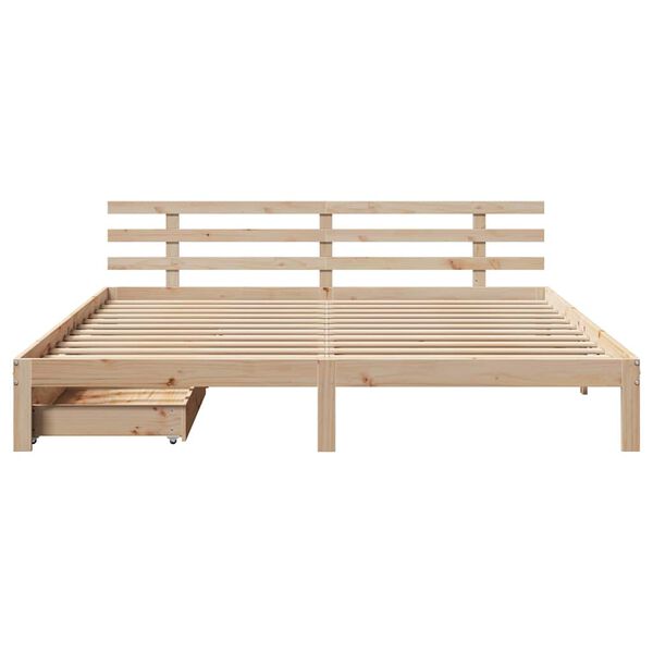 vidaXL Lovos rėmas su stalčiais, 200x200cm, pu&scaron;ies medienos masyvas