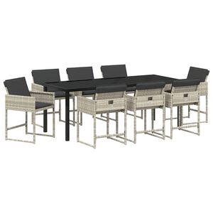 vidaXL Sodo valgomojo komplektas 9 pcs &Scaron;viesiai pilka poliratanas