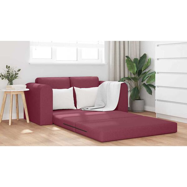 vidaXL Sofa lova 60cm Vyno raudona audinys