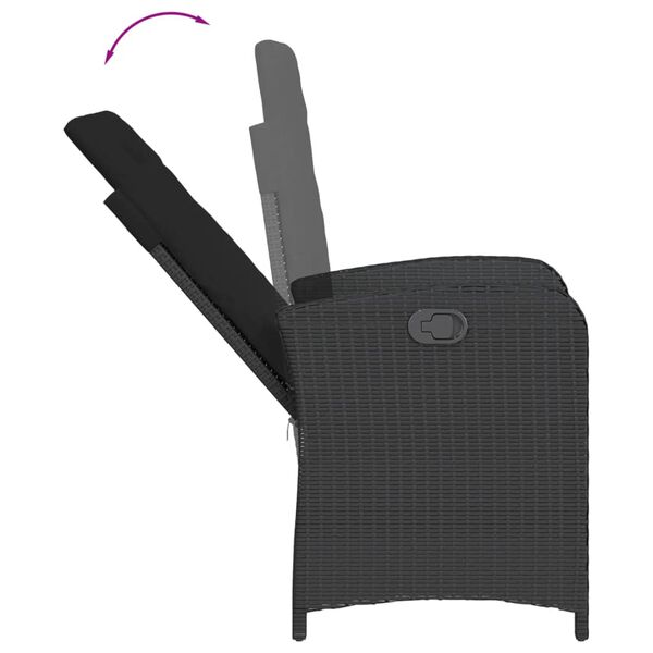 vidaXL Sodo komplektas su pagalvėlėmis, 7 dalių, juodas, poliratanas