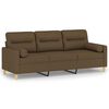 vidaXL Trivietė sofa su pagalvėmis, ruda, 180cm, audinys