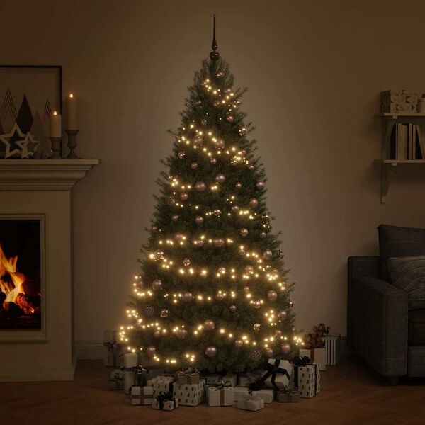 vidaXL Eglutės žaisliukų rinkinys su viršūne ir 300 LED, 120 dalių