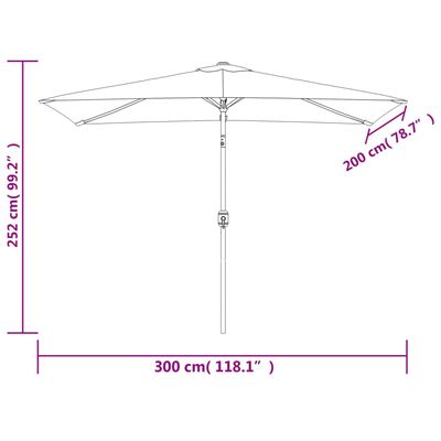 vidaXL Lauko skėtis su metaliniu stulpu, terakota sp., 300x200cm