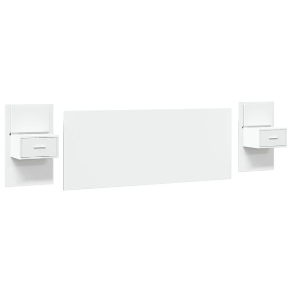 vidaXL Lovos galvūgalis su spintelėmis, baltas, 200cm, mediena