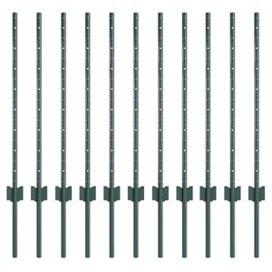 vidaXL Įmontuotas tvoros stulpas 11 vnt. Žalia 120 cm