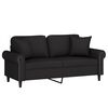 vidaXL Dvivietė sofa su pagalvėlėmis, juodos spalvos, 140cm, aksomas