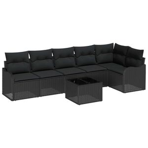 vidaXL Sodo Sofų Rinkinys su pagalve 7 pcs Smėlio Poli ratanas