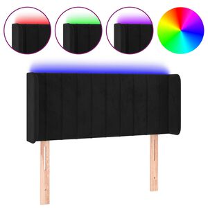 vidaXL Galvūgalis su LED, juodos spalvos, 83x16x78/88cm, aksomas