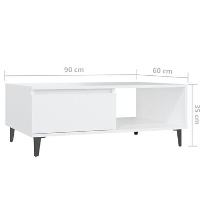 vidaXL Kavos staliukas, baltos spalvos, 90x60x35cm, MDP