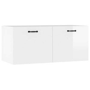 vidaXL Sieninė spintelė, balta, 80x36,5x35cm, mediena, blizgi