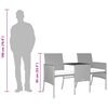 vidaXL Dvivietė sodo sofa su staliuku/taburetėmis, juoda, poliratanas