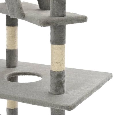 vidaXL Draskyklė katėms su stovu iš sizalio, 230-260cm, pilka